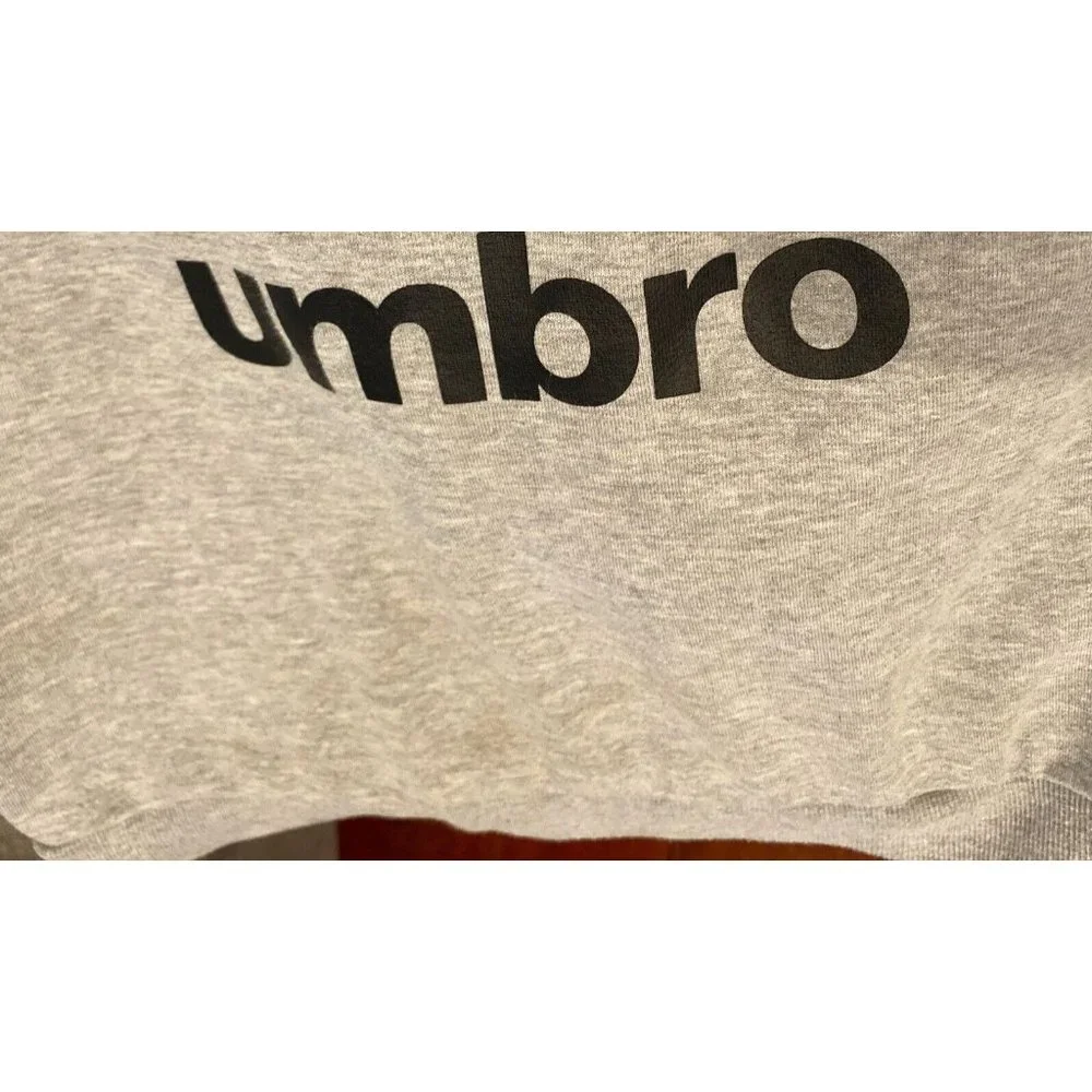 Umbro Hoodie Sweatshirt Boys Small Gray Black Heathered‎ Long Sleeve Drawstring